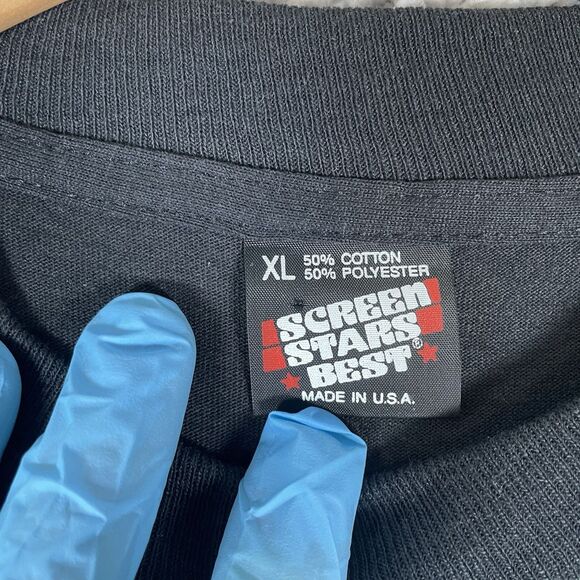 Vintage Screen Stars USA T-Shirt Men's XL Black Dallas 1992 Short Sleeve Single - Picture 4 of 6